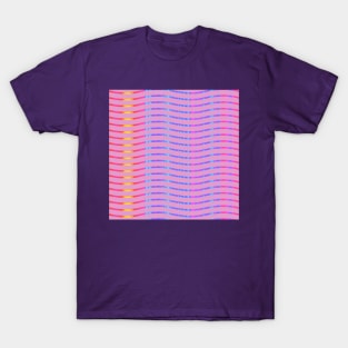 Wavy Lines Rainbow on Soft Purple T-Shirt